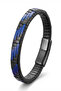 Men's Leather Bracelet with Magnetic Lock Black Navy Blue Wrapped Leather Bracelet - 4