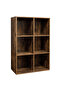 VASAGLE 6 Cube Bookcase Open Shelf, Wooden Storage Display Rack for Home, Office - Dark Hunton Oak