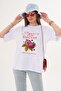 Women's Print Detailed Crew Neck Oversize T-Shirt - 260062 - 3