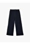 Elastic Waist Wide Leg Navy Blue Girls' Sweatpants 6Skg40143Ak
