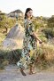 Arias Closet 100% Viscose Floral and Leaf Patterned Short Sleeve Dress - 8