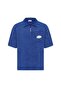 Oversize Polo Collar Zippered T-Shirt Cobalt Blue - 3