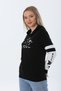 Cat Printed Hooded Sweatshirt - Black - 3