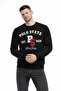 Men's 3 Thread Non-Brushed Cotton Regular Fit Printed Crew Neck Black Sweatshirt - 2