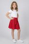 Girl's Red Button Detailed Waist-Tie Bow Flared Skirt April 23 October 29 Show Skirt - 4