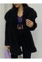 Women's Fur Collared Lined Plush Jacket - 4