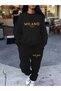 Women's Printed Crew Neck Top Jogger Bottom Tracksuit Set