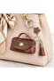 Genuine Leather Mini Accessory Bag – Keychain & Bag Ornament That Can Be Attached to the Side of the Bag, Camel - 7