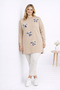 Women's Light Beige Slit Tunic with Floral Accessories - 2