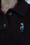 Brown Polo Collar Embroidered Sweater - 5