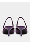Purple Satin Slingback Shoes with Floral Detail - 4