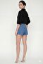 Women's Black Balloon Sleeve Pocket Shirt - 4