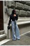 Women's Stone-Embellished Wide-Leg Jeans - 5