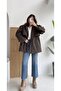 Women's Brown Belted Short Trench Coat with Pockets - 3
