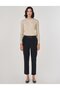 Black ribbed carrot pants with elastic waist belt detail - 2