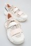 Iverana White Beige Women's Laceless Double Velcro High Sole Sneaker Sports Shoes