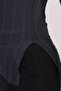 Women's Anthracite Asymmetrical Collar Side Slit Blouse Arm-26K001066 - 3