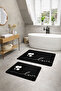Digital Non-Slip Washable Double Love Black Bath Mat Bathroom Rug Bathroom Decor (40X60+60X90 cm)