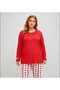 Red Bowknot Printed Battal Size Women's Pajama Set Flexible Fabric Cotton 3XL -5Xl Large Size - 2