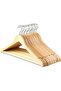 Solid Wooden Hangers with Natural Finish Pack of 10 (Brown)