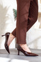 Pointed Toe Brown Patent Leather Heeled Shoes - 2
