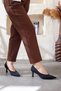 Pointed Toe Black Satin Heeled Shoes - 2