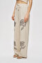 Women's Flora Natur Embroidered Linen Blend Trousers - 2