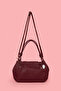 Women's Burgundy Textured Drawstring Premium Hand and Shoulder Bag - 4