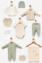 Elephant Patterned 100% Cotton 10 Piece Hospital Discharge Set with Hat - Newborn Set