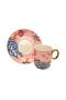 6-Person Porcelain Gilded Coffee Cup with Spring Pink Flowers - 3