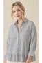 Women's Ruffled Striped Design Shirt