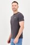 Men Crew Neck Short Sleeve Brand Logo T-Shirt, Dark Grey - 2