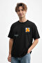 Men's Printed 100% Cotton Crew Neck Black T-Shirt