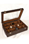 15-Piece Watch Box, Brown Nubuck Fabric Covered, Custom Production, Handmade Accessory Organizer