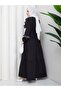 Poplin ruffle and embroidery detail modest dress - 3