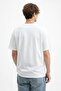 Men's Printed 100% Cotton Crew Neck White T-Shirt - 2