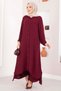 Buttoned Aerobin Hijab Double Set Burgundy - 4