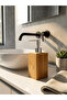 Bamboo Liquid Soap Dispenser Modern Wooden Design Stylish Soap Dispenser for Bathroom & Kitchen Silver