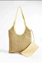 Women's Straw Tote Large Size Shoulder Bag Yellow - 3