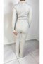 Women's Gray High Waist Zippered Cropped Spanish Leg Sweatpants Set - 5