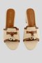 Women's High Heeled Shoes Linen Detailed Buckle Slippers Azura Brown - 5