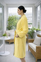 Long Women's Bathrobe – Cotton Kimono with Oyster Stitching - 3