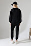 Pearl and Leopard Printed Tracksuit Set/V-Neck Ribbed Long Pants - 8