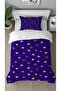 Stars Navy Blue Patterned Printed Special Design Single Person Stylish Style Duvet Cover Set Without Sheets