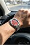 Red Dial Men's Wristwatch |   46mm Steel Case, Steel Band, with Calendar - 4