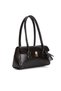 Women's Black Handbag with Charm Detail and Lock Closure (Shoulder and Arm Bag) - 5