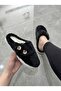 Stylish Button Detailed Plush Women's House Slippers |   Soft Plush Slippers, Silent Sole, Comfortable Model - 2