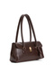 Women's Dark Brown Handbag with Charm Detail and Lock Closure (Shoulder and Arm Bag) - 5