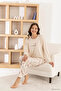 Women's Milan Fabric Crew Neck A. Yellow Pajama Set - 2