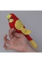Amigurumi Knitted Toy Budgie Yellow Red Galatasaray